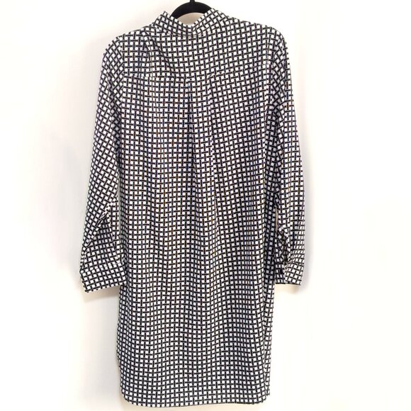 Isaac Mizrahi New York Geometric Print Monochrome Shirt Dress Size 16 Pocket - Picture 4 of 6